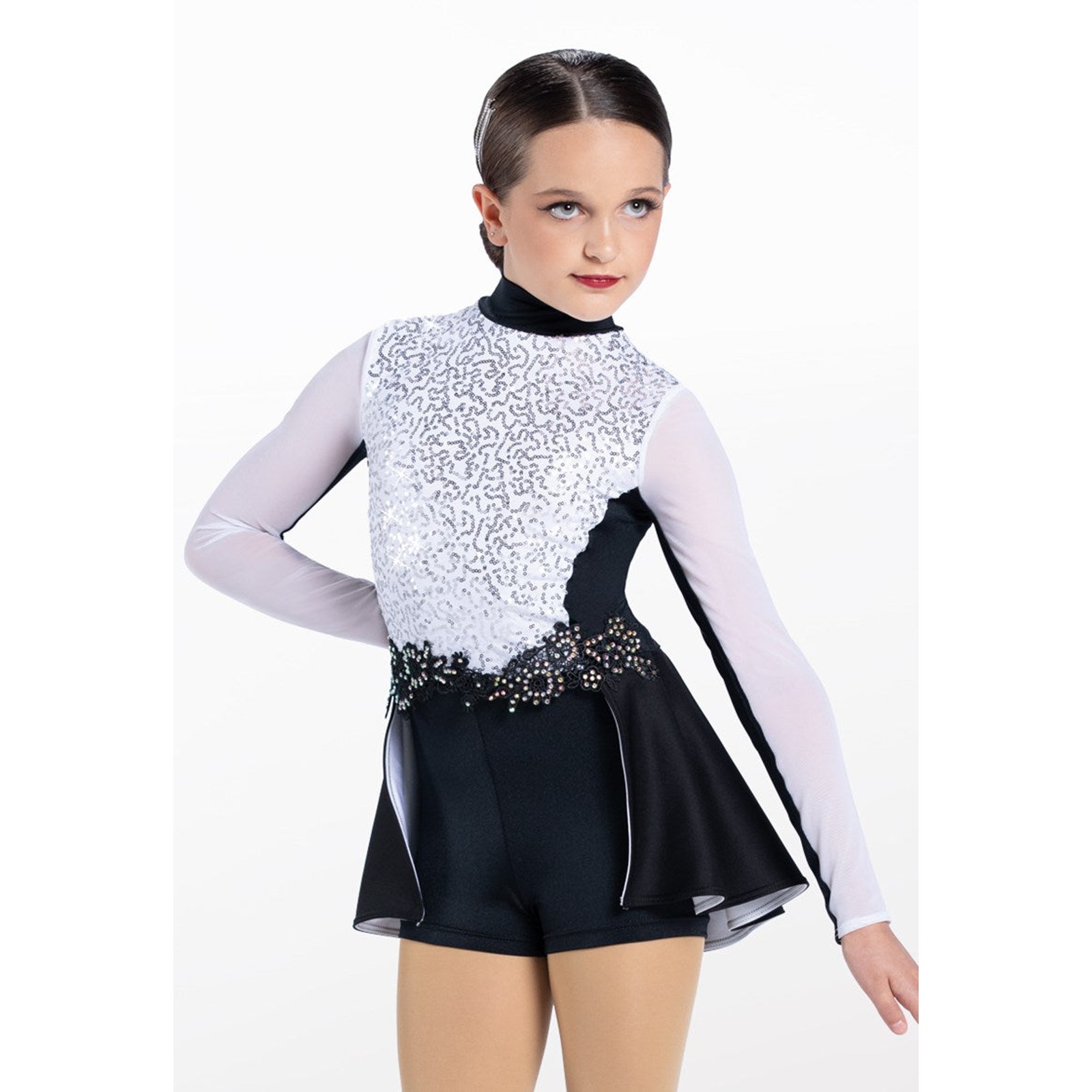 Pre-Dance Costume Weissman 13807 Medium Child White Backskirt Jazz Sequins